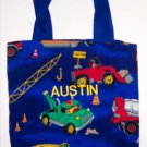 PERSONALIZED tote bag for boys - CONSTRUCTION TRUCKS!