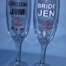 PERSONALIZED BRIDE & GROOM Champagne  toast Glasses - Unique!  Or design ur own!