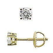 18K Yellow Gold Diamond Basket Style Stud Earrings - You Save $588.83