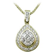 18K Yellow Gold Diamond Drop Pendant - You Save $4,014.18