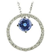 14K White Gold Sapphire/Diamond Drop Pendant - You Save $2,137.37