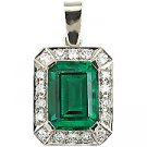 18K White Gold Emerald/Diamond Drop Pendant - You Save $4,329.23