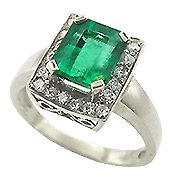 18K White Gold Emerald/Diamond Multi Stone Ring - You Save $8,919.34