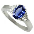 18K White Gold Sapphire/Diamond Three Stone Ring - You Save $4,347.67