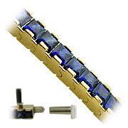 18K Yellow Gold Sapphire Tennis Bracelet - You Save $14,426.12