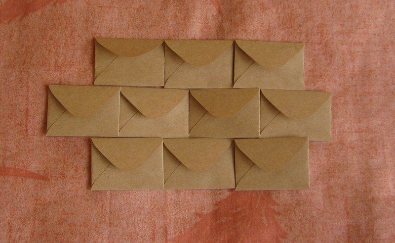 200 Tiny Brown Handmade Recycled Envelopes - 1.5" x 2"