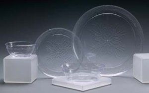 Scroll Line Clear Plastic tableware 9" dinner Plate 20ct