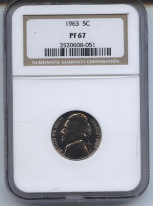 1963 proof 67 jefferson nickel