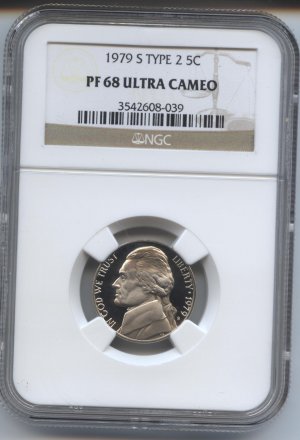 1979 type II proof 68 ultra cameo jefferson nickel