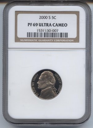 2000 proof 69 ultra cameo jefferson nickel