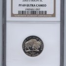 2005 proof 69 ultra cameo bison jefferson nickel