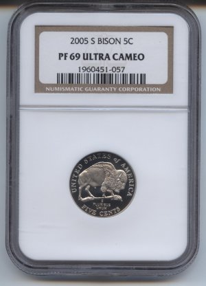 2005 proof 69 ultra cameo bison jefferson nickel