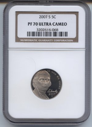 2007 proof 70 ultra cameo jefferson nickel