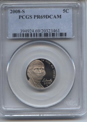 2008 proof 69 deep cameo jefferson nickel