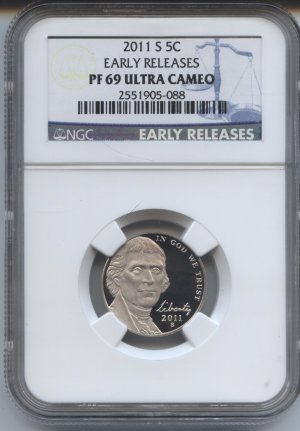2011 proof 69 ultra cameo jefferson nickel early release