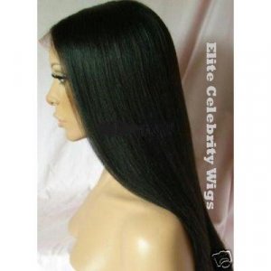 16" Yaki Straight Human Hair Full Lace Wig 100% Indian Remy, #2 (Brown)