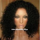 24"  Full Lace Wig 100% Indian Remy Curly/Deep Wave, #1b(Off Black)