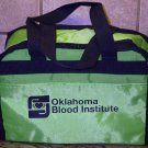 Oklahoma Blood Institute Insulated Lunch Cooler Tote Bag Green Silver Inside NEW