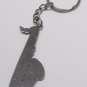 SAXOPHONE Blue Silver Plated Metal Alloy KEY CHAIN Ring Keychain NEW