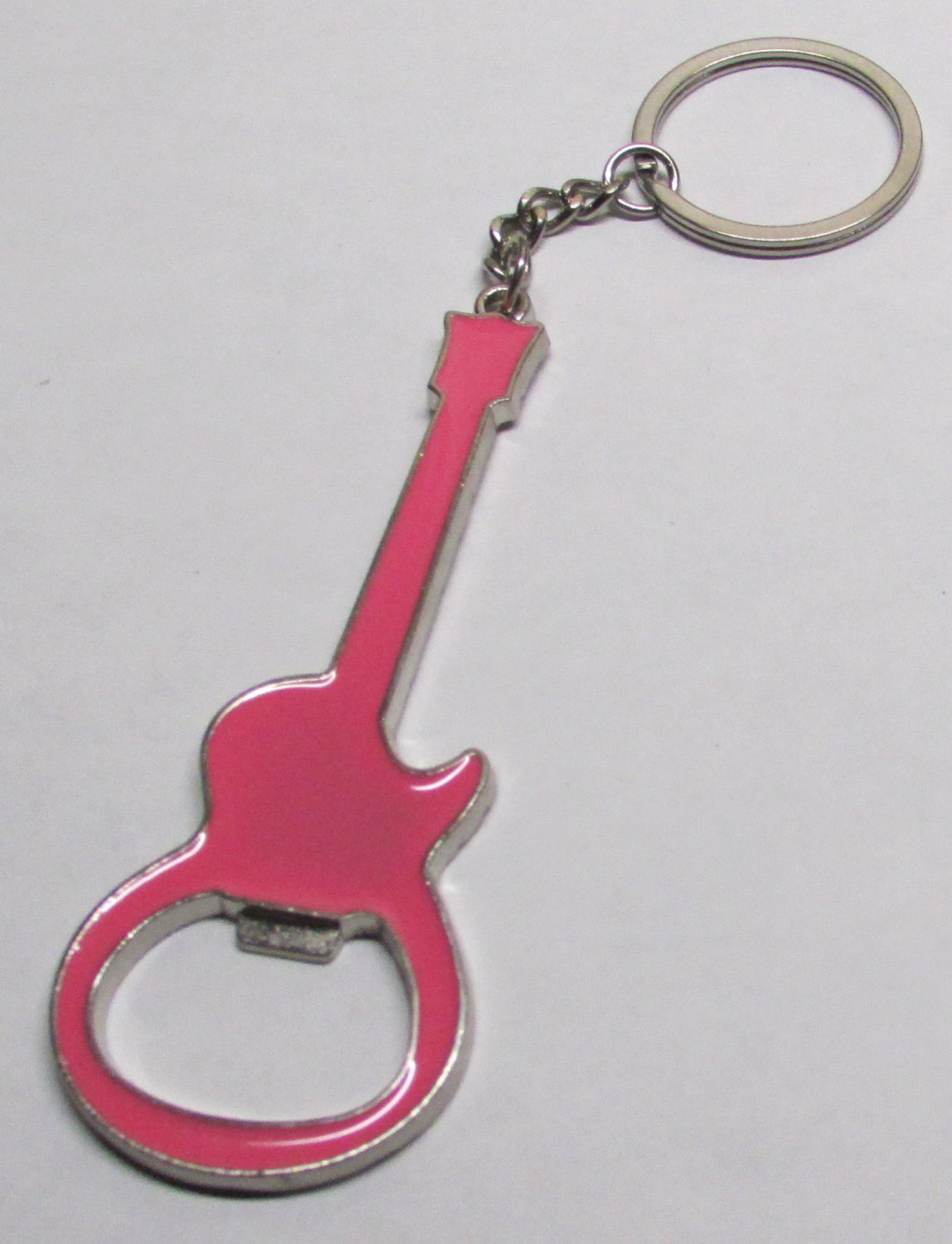 Bottle Opener GUITAR Pink Metal Alloy KEY CHAIN Ring Keychain NEW
