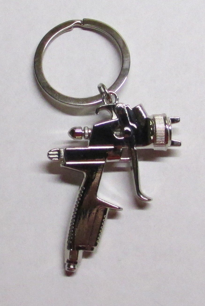 SPRAY PAINT Gun Silver Metal KEY CHAIN Ring Keychain NEW by BOSSmart