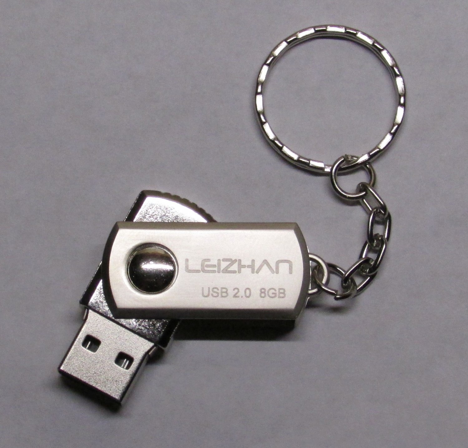 LEIZHAN 8gb USB Flash Drive Silver Metal Stick KEY CHAIN Ring Keychain NEW