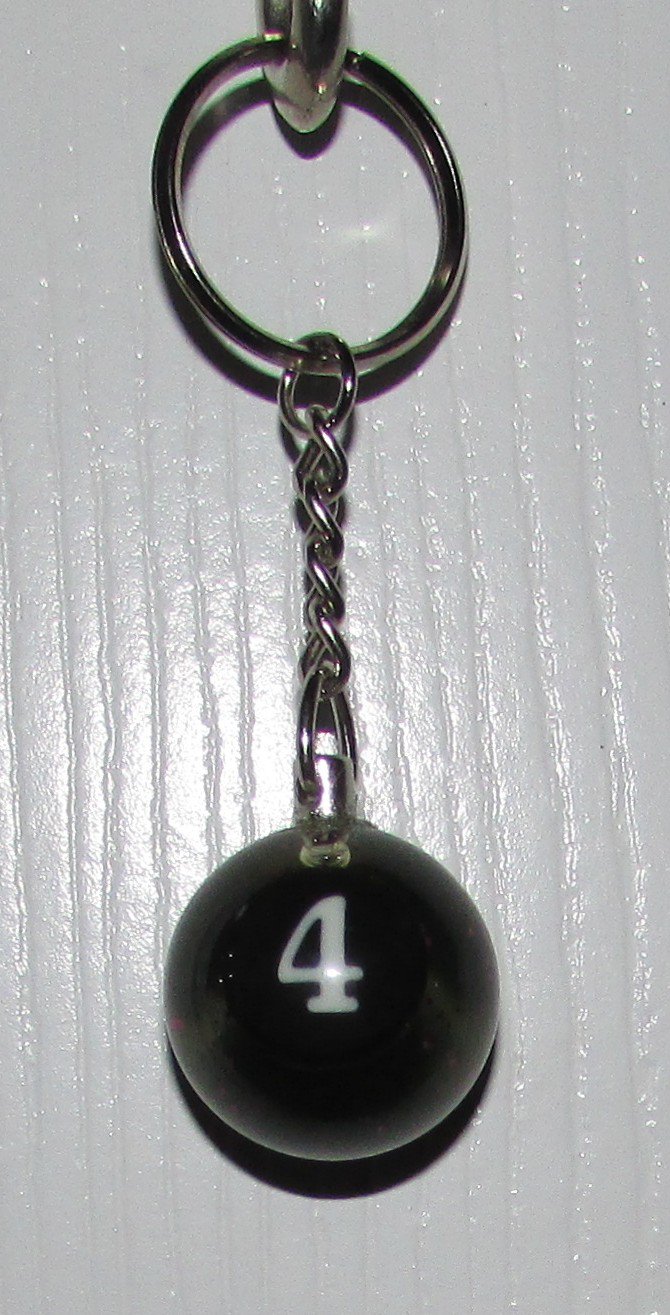 1 Inch Number 4 FOUR SPARKLE Mini POOL BALL Billiard Snooker KEYCHAIN Ring NEW
