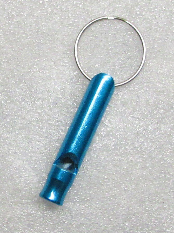 Aluminum Alloy Mini Bottle Shape Light Blue EMERGENCY WHISTLE KEY Ring CHAIN NEW