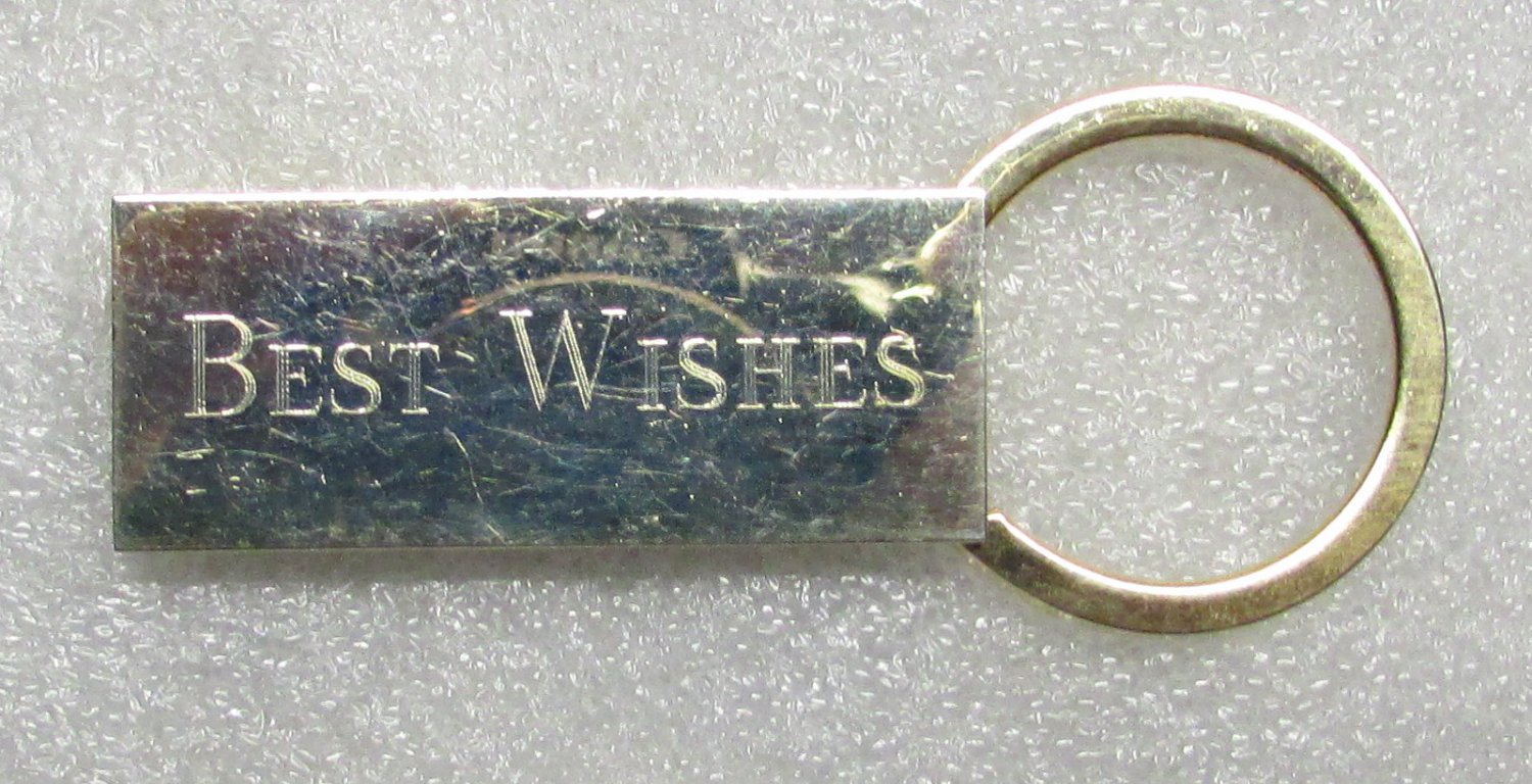 BEST WISHES Rectangle Gold Bar KEY CHAIN Ring Keychain