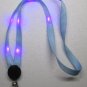 Blinking LED Light Up BLUE LANYARD KEY CHAIN Ring Keychain ID Holder NEW