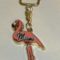 MIAMI Flamingo w Moving Legs Gold Tone Metal KEY CHAIN Ring Keychain