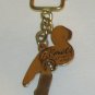 MIAMI Flamingo w Moving Legs Gold Tone Metal KEY CHAIN Ring Keychain