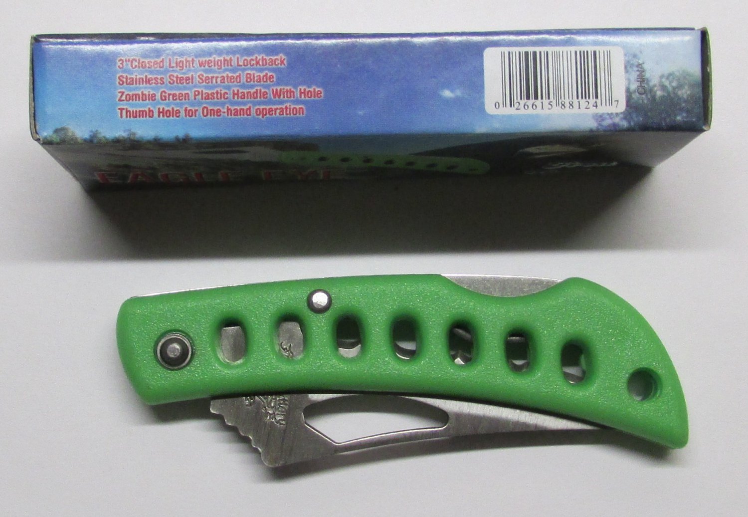 Frost Cutlery 3" Mini EAGLE EYE Green Pocket Lockback KNIFE 15073ZG
