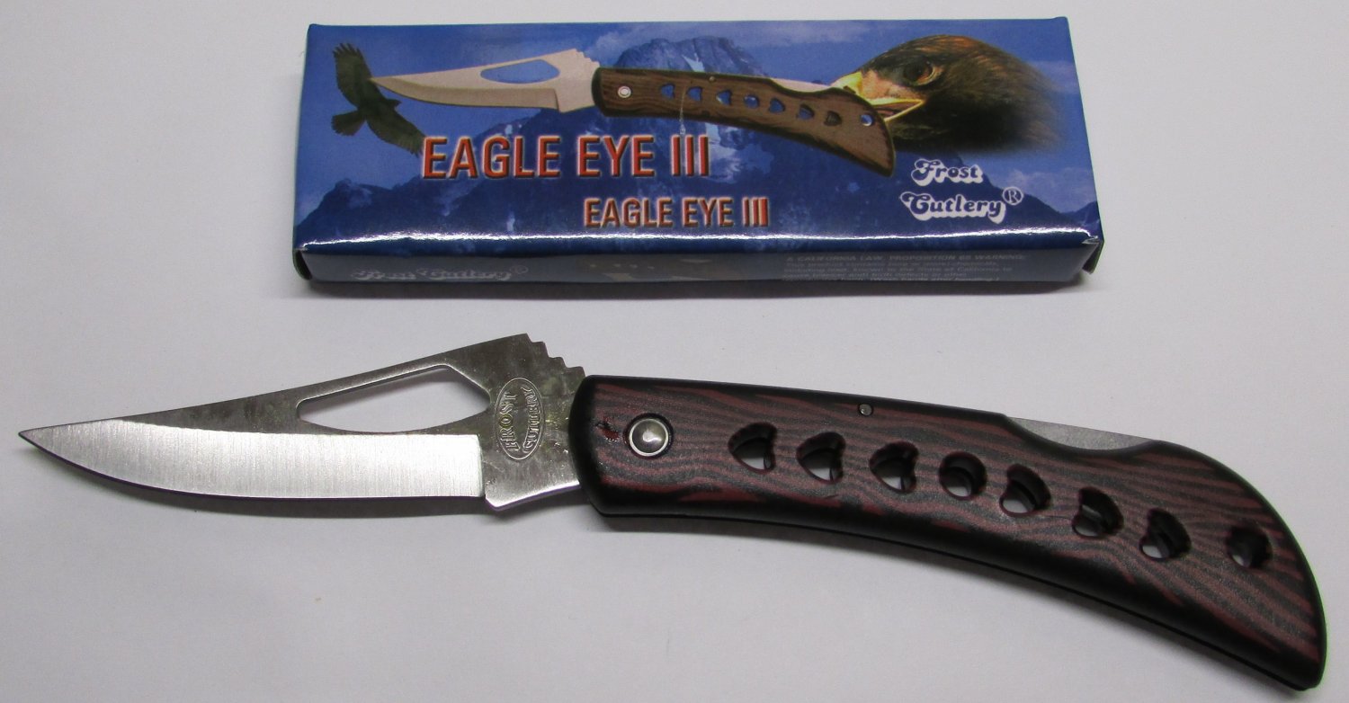 Frost Cutlery 3" EAGLE EYE III Red Pocket Lockback KNIFE 18276R NEW