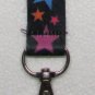 Black with Multi Color STARS LANYARD KEY CHAIN Ring Keychain ID Holder NEW