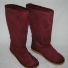 new size 7.5 boots shoes Womens burgundy flat bottom
