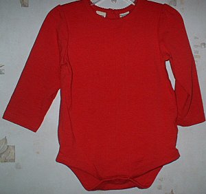 Faded Glory 24mth Pintucked Red bodysuit LN