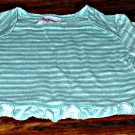 Girls Long Sleeve Green Striped Ruffle Hem Shirt 18 mth