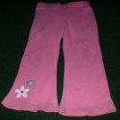 Pink Wide Leg Flared Pants with Glitter Flowers 3T