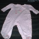 9 Mth Pink Embroidered Footed Pajamas