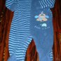 6-9mth Footed Blue Striped Puppy Peek A Boo Pajamas