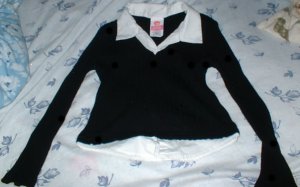 Girls Layerd Look Black Sweater Medium 6
