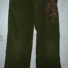 Girls Wide Leg Vine Embroidered Cords Adjustable Waist sz 7