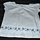 Girls White Cap Sleeve Top with Scrollwork 2T