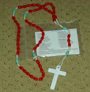 NIP Red & Mint Green Rosary Free Shipping