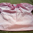Girls Pink Checkered Peasant Style Top 3T