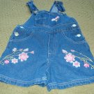 Girls Denim Overalls with Pink Embroidery 3T