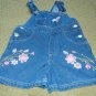 Girls Denim Overalls with Pink Embroidery 3T