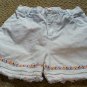 Girls White Shorts with Flower Trim 3T