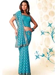 Designer Georgette Saree with Blue and gold sequin work